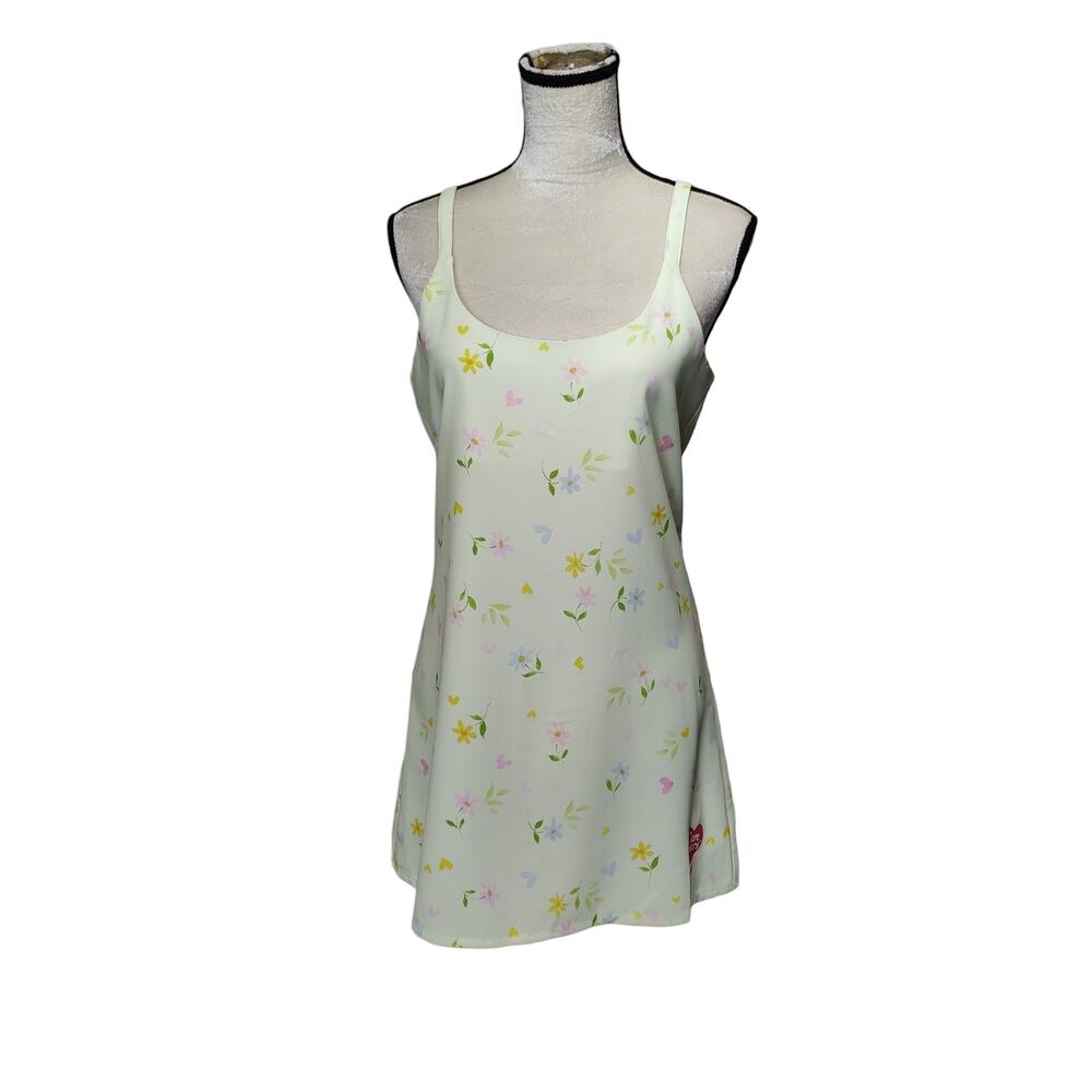 NWT Samii Ryan BSR x Care Bears Sz M Sweetness Green Slip Dress Floral